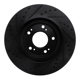 R1 04-12 Mitsubishi Eclipse Front Right Drilled & Slotted Black Brake Rotor