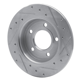 R1 04-13 Mazda 3 Rear Left Drilled & Slotted Silver Brake Rotor