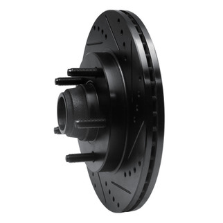 R1 00-04 Ford F-150 RWD Front Right Drilled & Slotted Black Brake Rotor