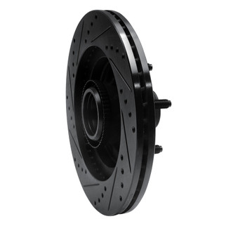 R1 00-04 Ford F-150 RWD Front Right Drilled & Slotted Black Brake Rotor