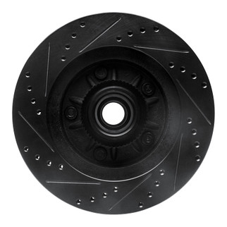R1 00-04 Ford F-150 RWD Front Right Drilled & Slotted Black Brake Rotor