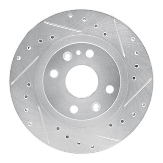 R1 99-03 Mazda Protege Front Right Drilled & Slotted Silver Brake Rotor
