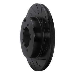 R1 03-06 Mitsubishi Lancer Rear Right Drilled & Slotted Black Brake Rotor