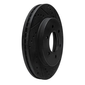 R1 99-07 Ford E-350 Econoline Club Wagon Rear Right Drilled & Slotted Black Brake Rotor