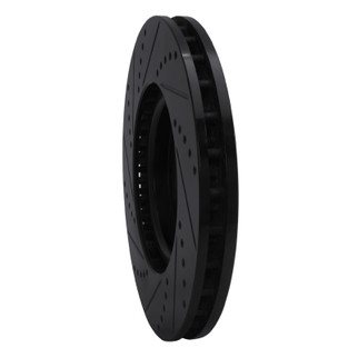 R1 03-06 Mitsubishi Lancer Front Right Drilled & Slotted Black Brake Rotor
