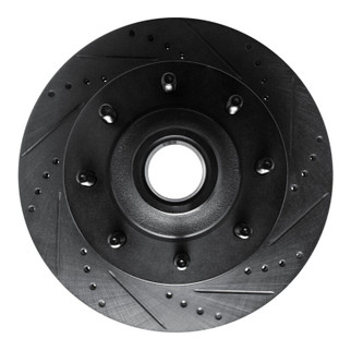 R1 99-02 Ford F-350 Super Duty 2WD Front Right Drilled & Slotted Black Brake Rotor
