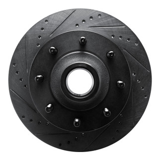R1 99-02 Ford F-350 Super Duty 2WD Front Left Drilled & Slotted Black Brake Rotor