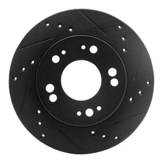 R1 90-05 Chrysler SEBRING Front Right Drilled & Slotted Black Brake Rotor