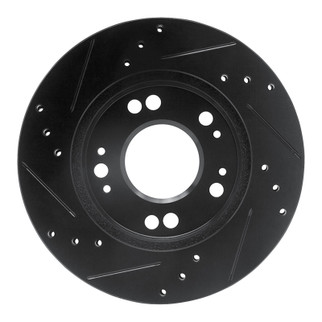 R1 90-05 Chrysler SEBRING Front Right Drilled & Slotted Black Brake Rotor