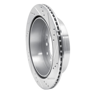 R1 10-24 Lexus GX460 Rear Left Drilled & Slotted Silver Brake Rotor