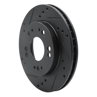 R1 90-05 Chrysler SEBRING Front Left Drilled & Slotted Black Brake Rotor