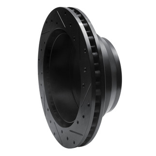 R1 99-04 Ford F-350 Super Duty 2WD Rear Left Drilled & Slotted Black Brake Rotor