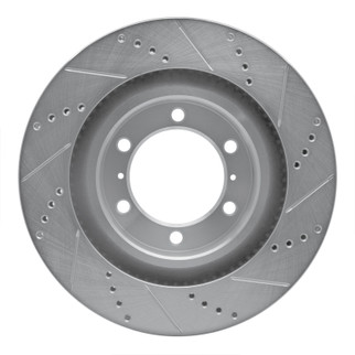 R1 10-24 Lexus GX460 Front Left Drilled & Slotted Silver Brake Rotor