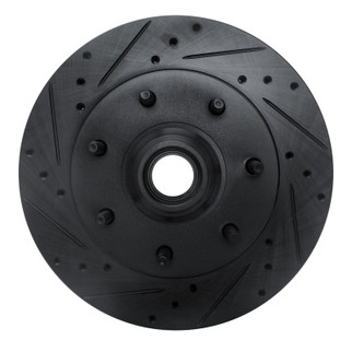 R1 97-02 Ford F-250 2WD (Excl Super Duty) Front Left Drilled & Slotted Black Brake Rotor