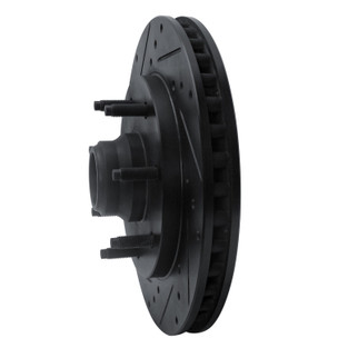 R1 97-02 Ford F-250 2WD (Excl Super Duty) Front Left Drilled & Slotted Black Brake Rotor