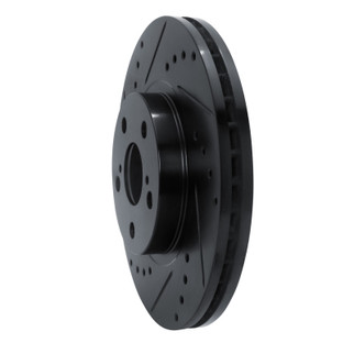 R1 09-15 Toyota Corolla (Mexico) Front Left Drilled & Slotted Black Brake Rotor