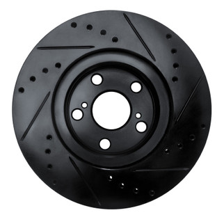 R1 09-15 Toyota Corolla (Mexico) Front Left Drilled & Slotted Black Brake Rotor