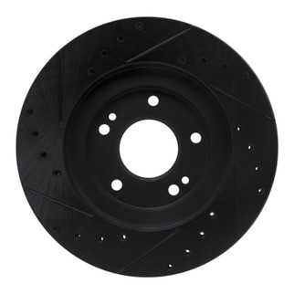 R1 91-93 Dodge STEALTH Front Right Drilled & Slotted Black Brake Rotor