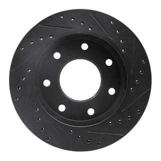 R1 97-04 Ford F-250 4WD (Excl Super Duty) Front Left Drilled & Slotted Black Brake Rotor