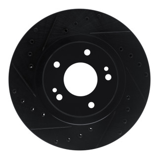 R1 91-93 Dodge STEALTH Front Left Drilled & Slotted Black Brake Rotor