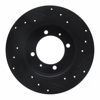 R1 88-93 Dodge 2000 GTX Rear Left Drilled & Slotted Black Brake Rotor