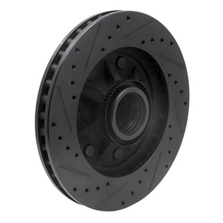 R1 97-04 Ford F-150 RWD Front Right Drilled & Slotted Black Brake Rotor