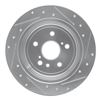 R1 04-10 Toyota SIENNA Rear Left Drilled & Slotted Silver Brake Rotor