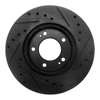 R1 83-89 Chrysler Conquest Front Left Drilled & Slotted Black Brake Rotor