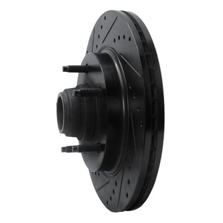 R1 97-99 Ford F-150 RWD Front Left Drilled & Slotted Black Brake Rotor
