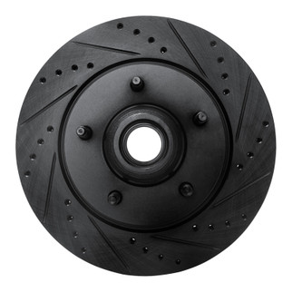 R1 97-99 Ford F-150 RWD Front Right Drilled & Slotted Black Brake Rotor
