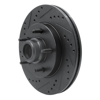 R1 97-99 Ford F-150 RWD Front Left Drilled & Slotted Black Brake Rotor