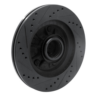R1 97-99 Ford F-150 RWD Front Right Drilled & Slotted Black Brake Rotor