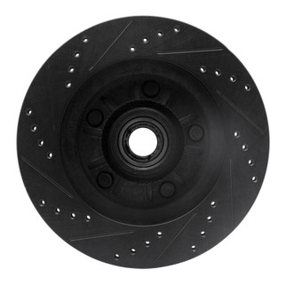 R1 97-99 Ford F-150 RWD Front Right Drilled & Slotted Black Brake Rotor