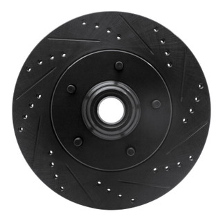 R1 97-99 Ford F-150 RWD Front Right Drilled & Slotted Black Brake Rotor