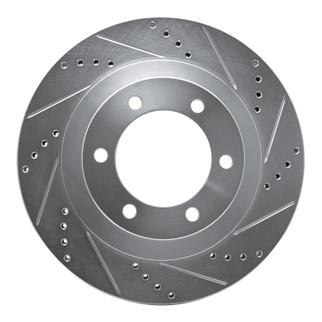 R1 03-09 Lexus GX470 Front Right Drilled & Slotted Silver Brake Rotor