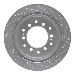 R1 01-09 Lexus GX470 Rear Left Drilled & Slotted Silver Brake Rotor