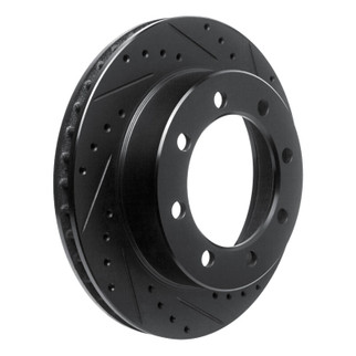 R1 95-99 Ford F-350 4WD (Excl Super Duty) Front Right Drilled & Slotted Black Brake Rotor