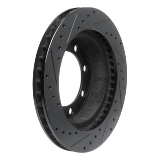 R1 95-99 Ford F-350 4WD (Excl Super Duty) Front Right Drilled & Slotted Black Brake Rotor