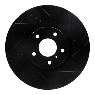 R1 07-15 Infiniti G35 Front Right Drilled & Slotted Black Brake Rotor