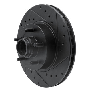 R1 95-11 Ford Explorer Front Right Drilled & Slotted Black Brake Rotor