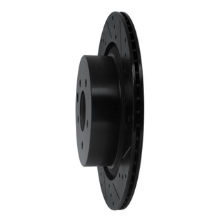 R1 07-15 Infiniti G35 Rear Right Drilled & Slotted Black Brake Rotor