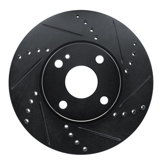 R1 16-25 Mazda 2 (Mexico) Front Right Drilled & Slotted Black Brake Rotor