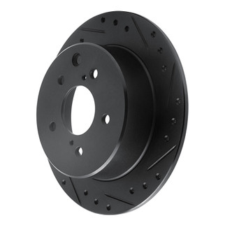 R1 90-96 Infiniti Q45 Rear Right Drilled & Slotted Black Brake Rotor