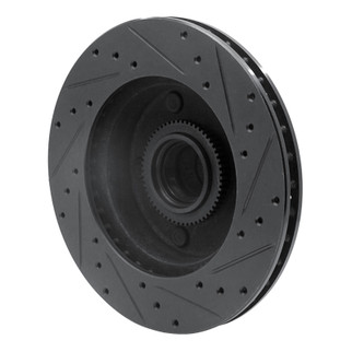 R1 94-03 Ford E-150 Econoline Front Left Drilled & Slotted Black Brake Rotor