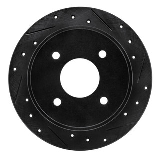 R1 90-92 Infiniti M30 Rear Right Drilled & Slotted Black Brake Rotor