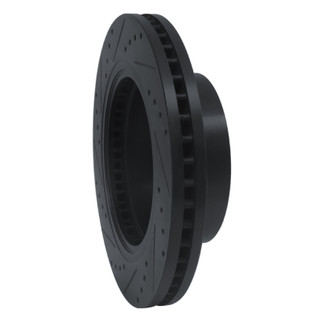 R1 12-21 Nissan NV1500 Front Right Drilled & Slotted Black Brake Rotor