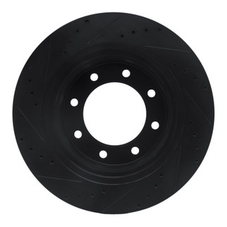 R1 12-21 Nissan NV1500 Front Right Drilled & Slotted Black Brake Rotor