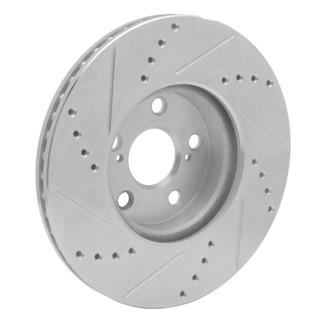 R1 08-19 Pontiac Vibe Front Right Drilled & Slotted Silver Brake Rotor