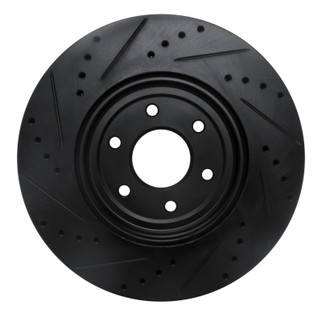 R1 08-11 Nissan Pathfinder Front Right Drilled & Slotted Black Brake Rotor