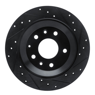 R1 13-25 Mazda CX-30 Rear Right Drilled & Slotted Black Brake Rotor